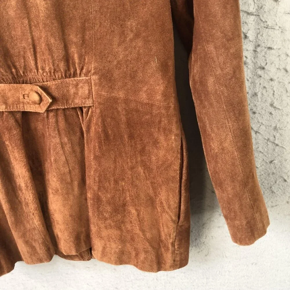 Vintage Nuons Suede Jacket Womens 6 Brown Genuine Leather Blazer - Picture 13 of 16
